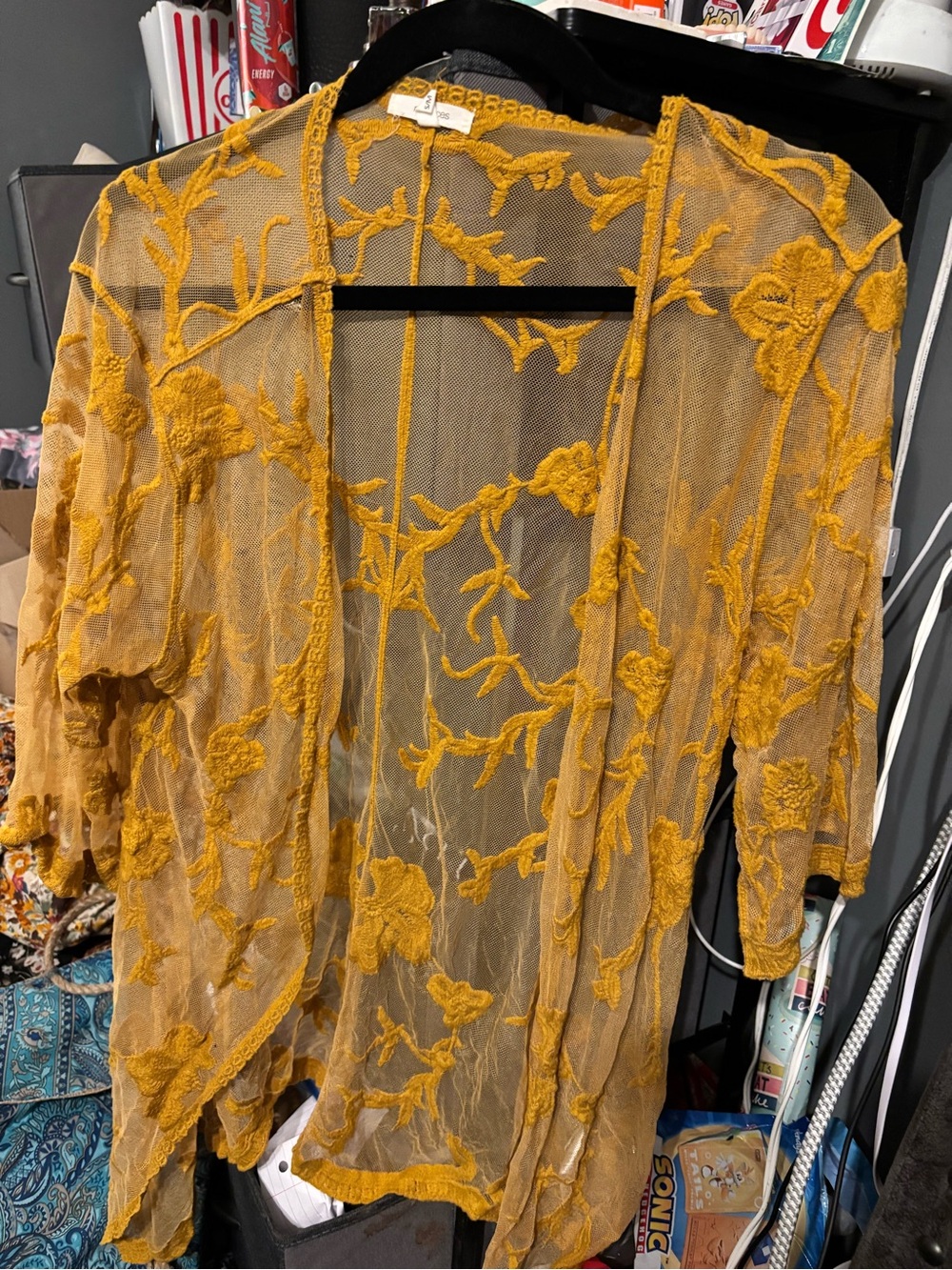 Maurice’s Sheer Floral Embroidered Kimono Cardigan - S/M